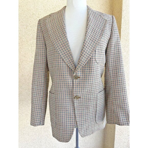Men's Vtg BOECKER Size US 40R Blazer Sport Coat Jacket Plaid Grandpa Wool - Picture 1 of 14